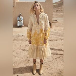 🦄 Spell Yellow Rose Boho Midi Dress ✨